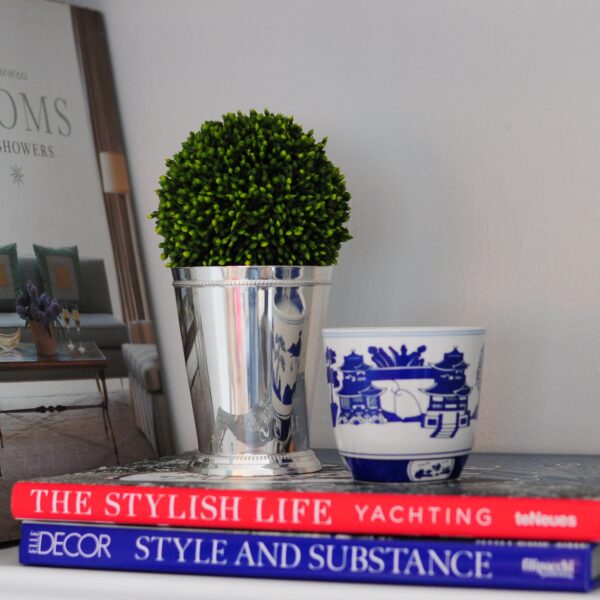 Mint Julep Cup Vase with Topiary - Image 2