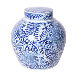 Blue and White Blooming Flowers Ancestor Jar