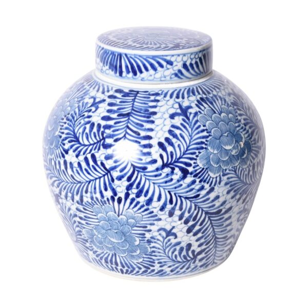 Blue and White Blooming Flowers Ancestor Jar