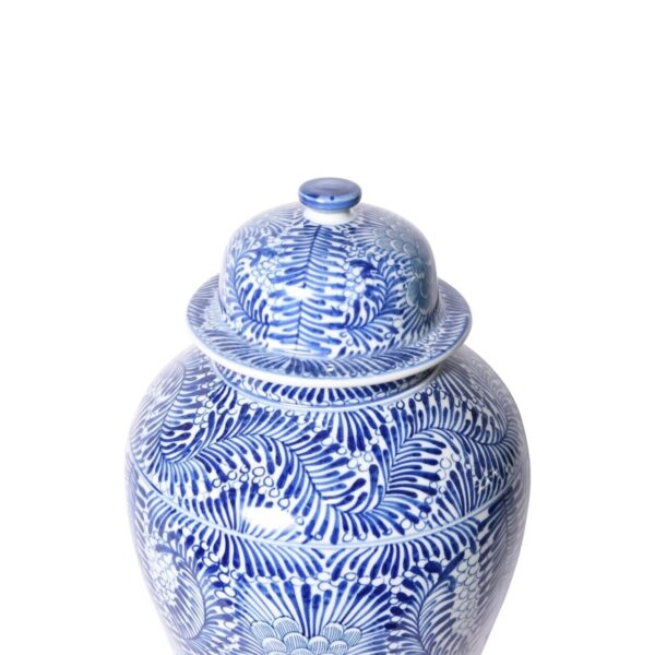 Blue and White Blooming Flowers Temple Jar - Image 2