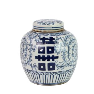 Blue and White Double Happiness Mini Jar