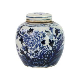 Blue and White Flower Blossom Mini Jar
