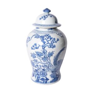 Blue and White Magnolia Pheasant Temple Jar