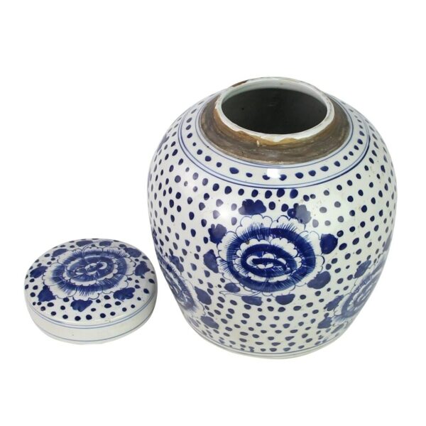 Blue and White Peony Dots Ming Jar - Image 3