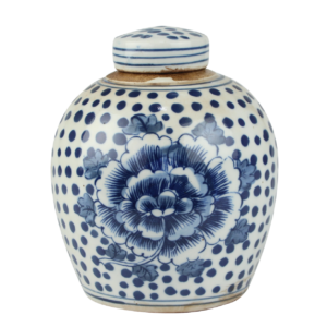 Blue and White Peony Dots Mini Jar