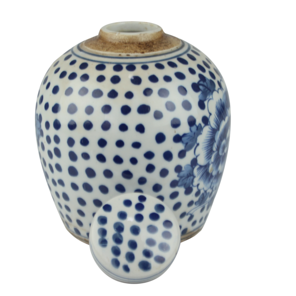 Blue and White Peony Dots Mini Jar - Image 2