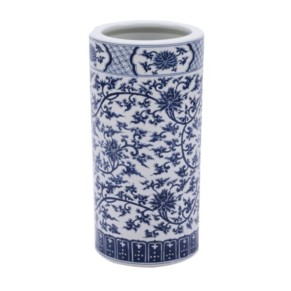 Blue and White Twisted Lotus Umbrella Stand