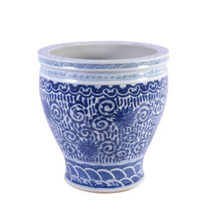 Blue and White Twisted Lotus Bowl Shape Planter Jar