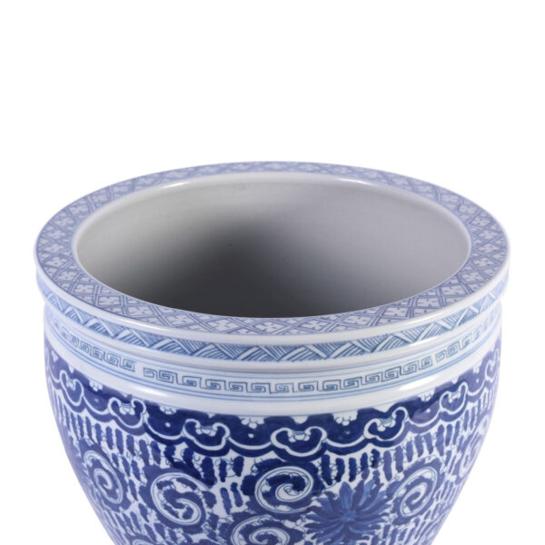 Blue and White Twisted Lotus Bowl Shape Planter Jar - Image 2